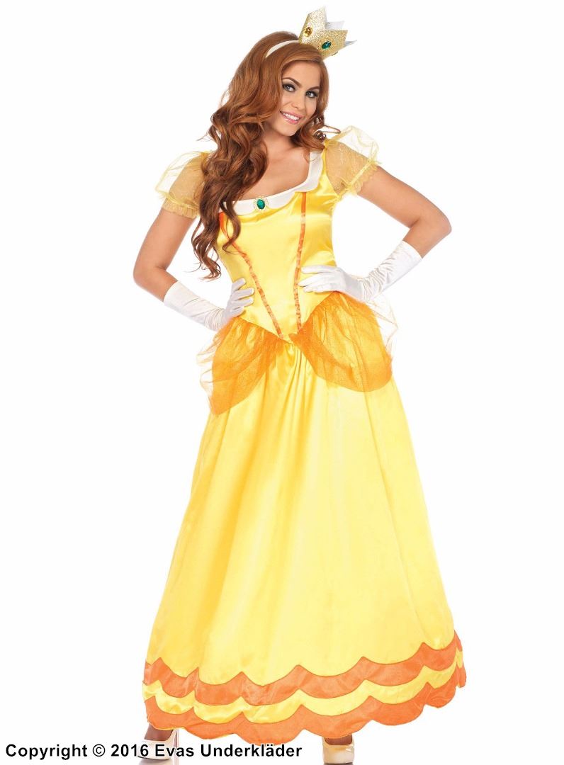 Sunflower princess, costume dress, rhinestones, puff sleeves